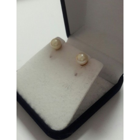 Aros de Oro 18k ,perlas Cultivadas Redondas 5mm
